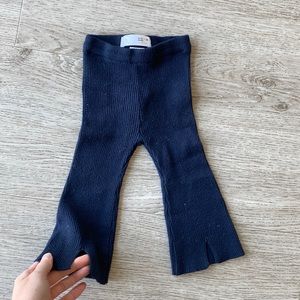 Zara navy knit split bell bottoms